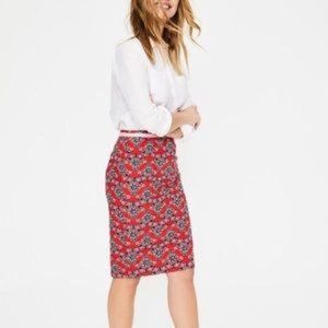 Boden print pencil skirt, red pop floral bouquet, Size 16, plus